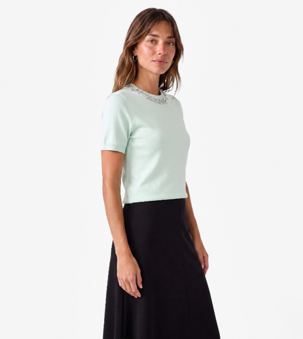 Koton  Sweaters - Light Blue Round Neck Sweaters