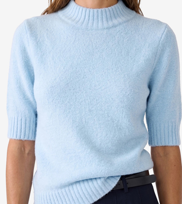 كوتون  سترات - أزرق Round Neck Sweaters