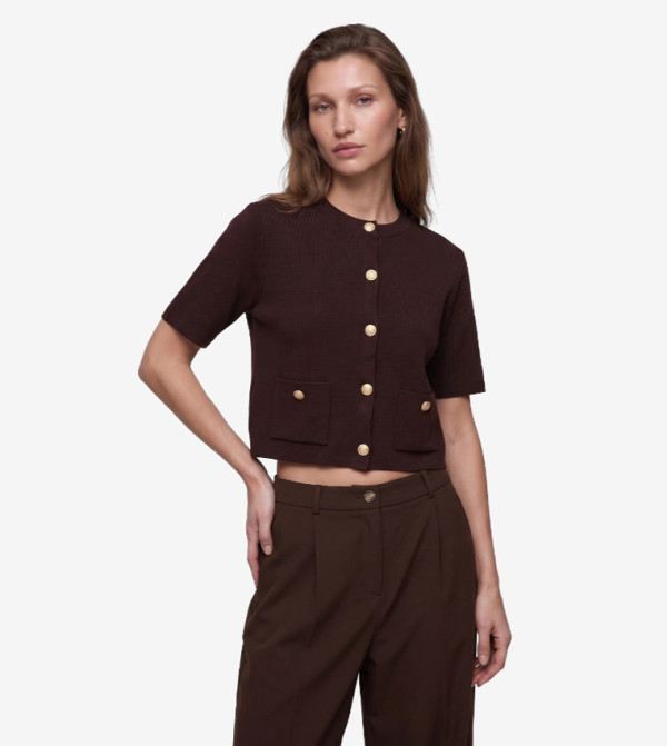 Koton  Sweaters & Cardigans - Burgundy Short Sleeve T-Shirts