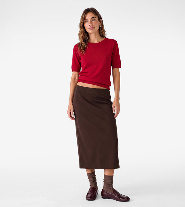 كوتون  سترات - أحمر  Round Neck Sweaters