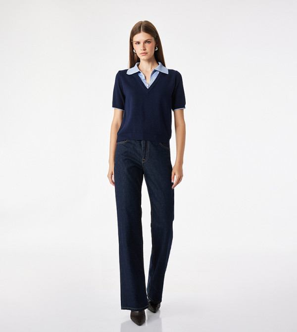 Koton  Sweaters - Navy Round Neck Sweaters