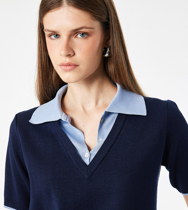 Koton  Sweaters - Navy Round Neck Sweaters