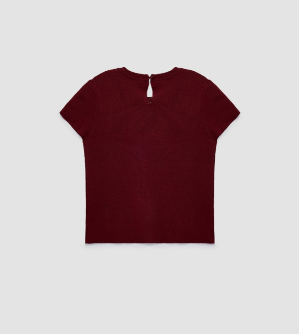 Koton  knit-notes - Burgundy Round Neck Sweaters