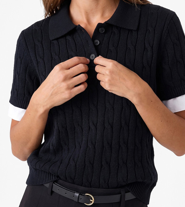 Koton  Sweaters - Navy V-neck Sweaters