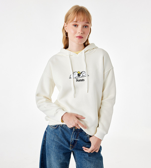 Koton  Hoodies & Sweatshirts - Off White Hoodies