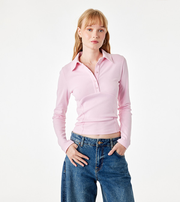 كوتون  ملابس - وردي Long Sleeve T-Shirts