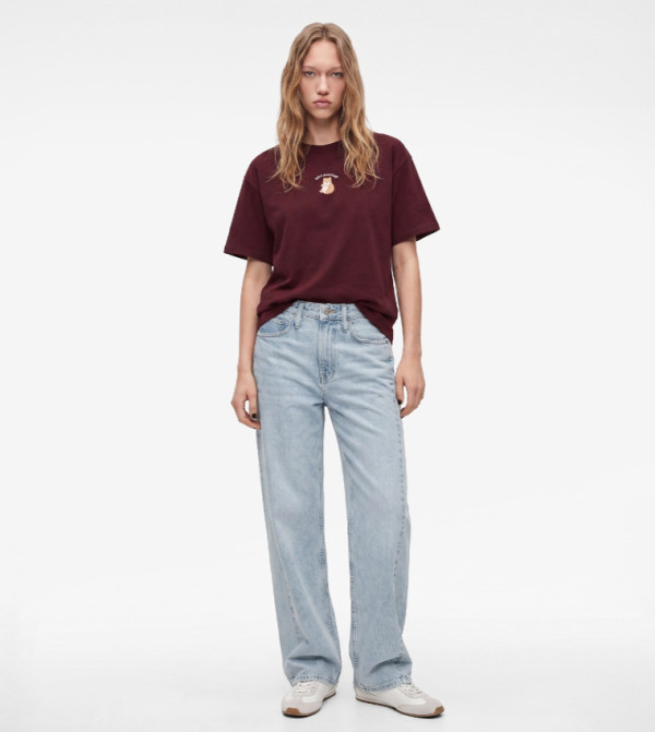 كوتون  ملابس - بورغندي Short Sleeve T-Shirts