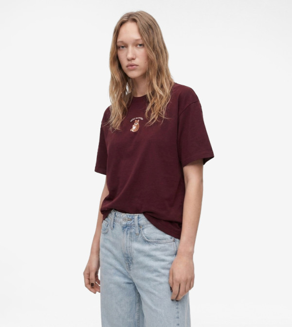 كوتون  ملابس - بورغندي Short Sleeve T-Shirts