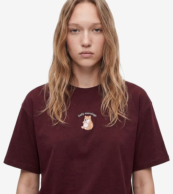 كوتون  ملابس - بورغندي Short Sleeve T-Shirts