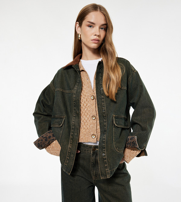 Koton  Denim Jackets - Green Denim Jackets