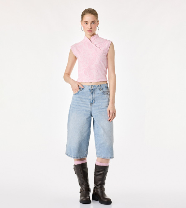 كوتون  توبات قصيرة - وردي Cropped Tops