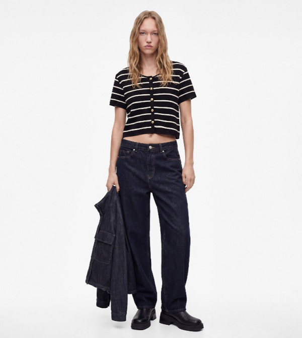 كوتون  توبات قصيرة - أسود Cropped Tops
