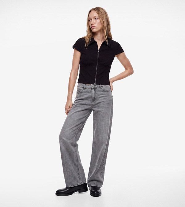 كوتون  توبات قصيرة - أسود Cropped Tops