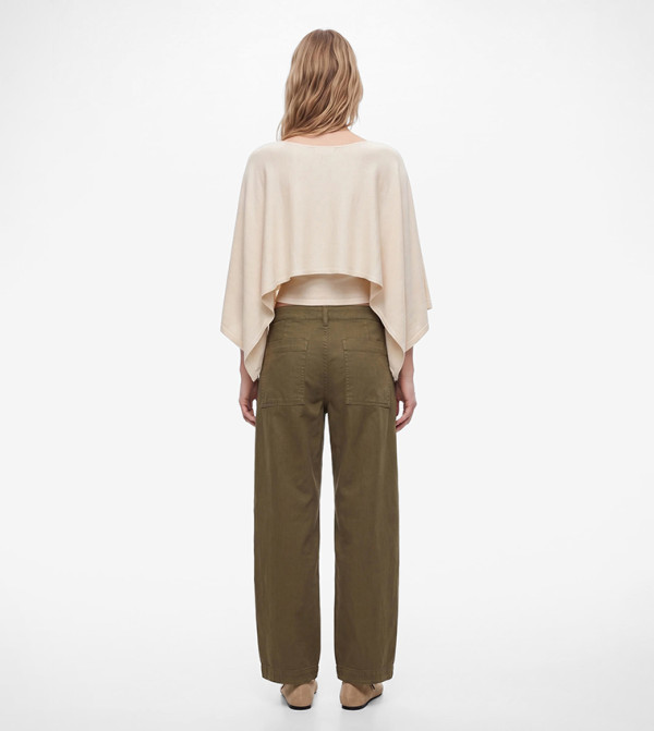 كوتون knit-notes - بيج Round Neck Sweaters