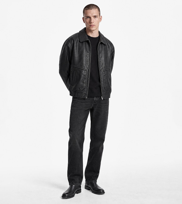 كوتون  جينزات قصة مستقيمة - أسود Straight Jeans