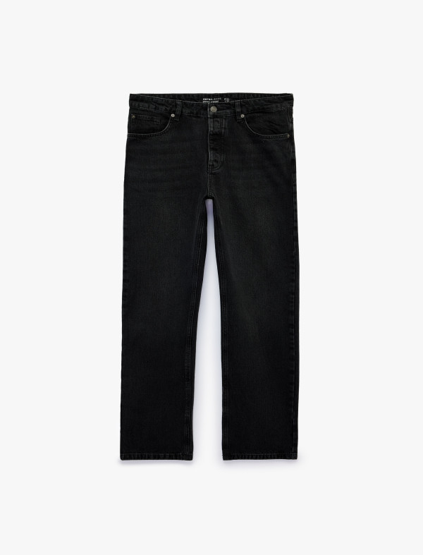 كوتون  جينزات قصة مستقيمة - أسود Straight Jeans
