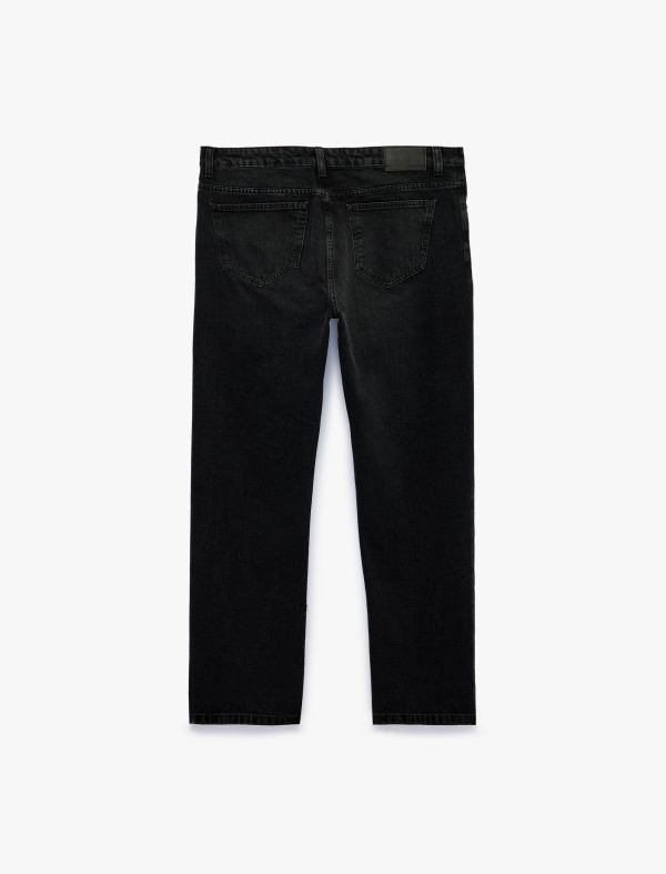 كوتون  جينزات قصة مستقيمة - أسود Straight Jeans