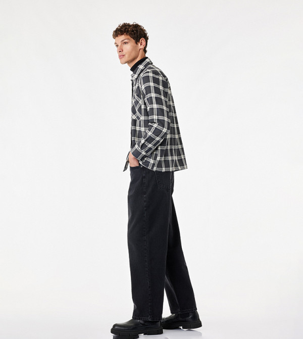 كوتون  قميص كاجوال - رمادي Long Sleeves