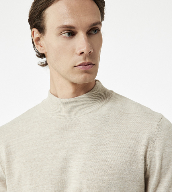 كوتون  كنزة - بيج Turtle neck Sweaters