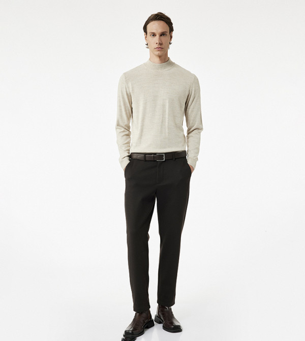 كوتون  كنزة - بيج Turtle neck Sweaters