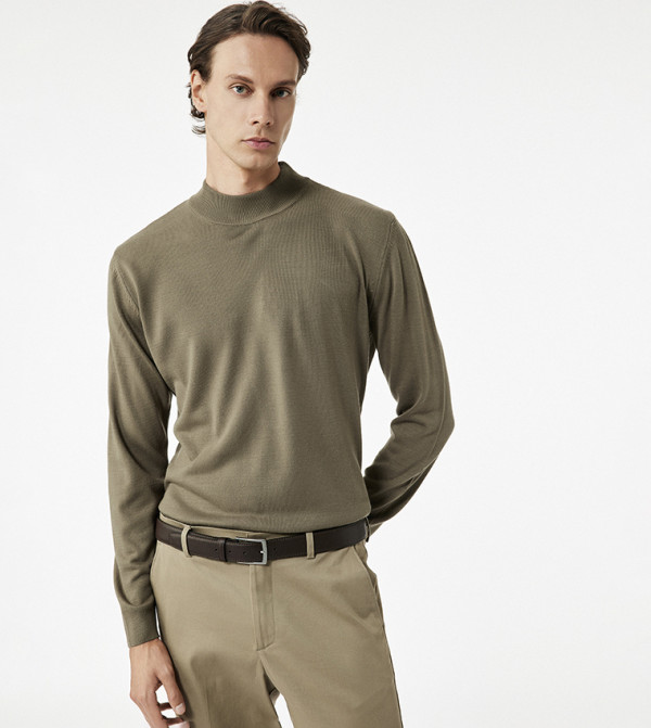 Koton  Turtle Neck Sweaters - Khaki Turtle neck Sweaters