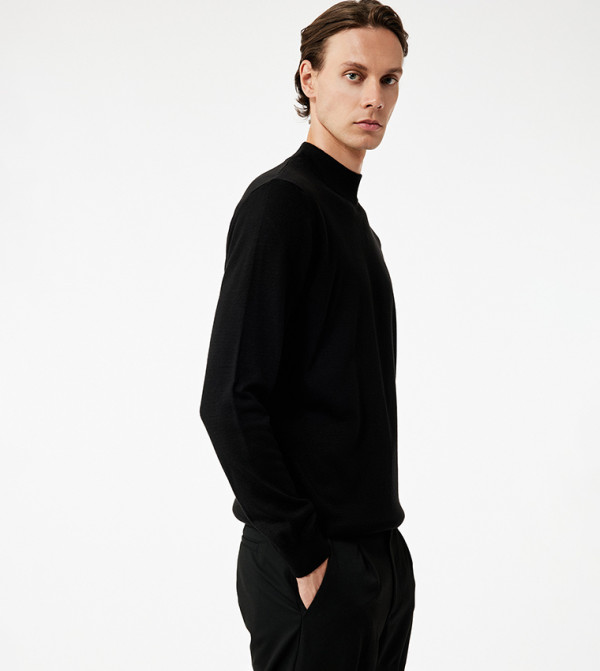 كوتون  كنزة - أسود Turtle neck Sweaters
