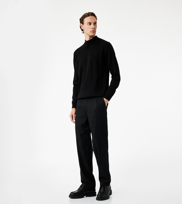 كوتون  كنزة - أسود Turtle neck Sweaters