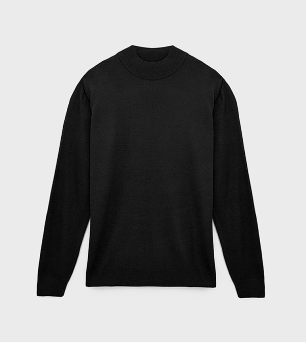 كوتون  كنزة - أسود Turtle neck Sweaters