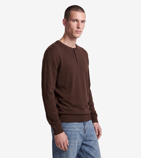 Koton  Sweaters & Cardigans - Brown Round Neck Sweaters