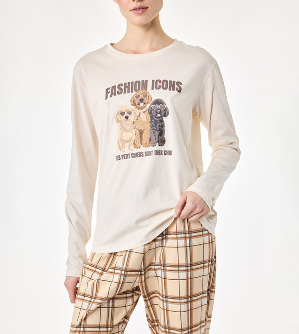 كوتون  أطقم بيجاما  - بيج Pyjama Set