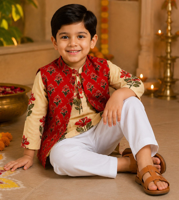 Babyqlo  Occasionwear - Beige Ethnic wear