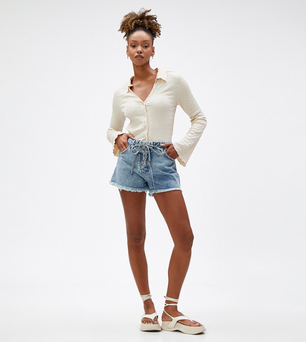 كوتون  سراويل جينز قصيرة - أزرق Denim shorts