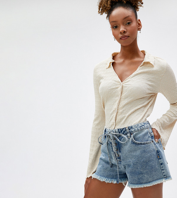 كوتون  سراويل جينز قصيرة - أزرق Denim shorts