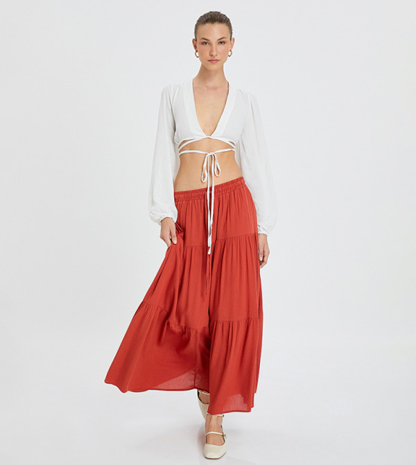 كوتون  تنانير طويلة - برتقالي  Maxi Skirts