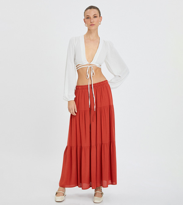 كوتون  تنانير طويلة - برتقالي  Maxi Skirts
