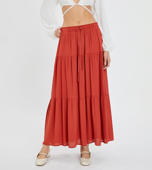 كوتون  تنانير طويلة - برتقالي  Maxi Skirts