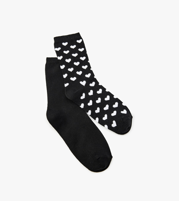 كوتون  جوارب   - أسود Calf Length Socks