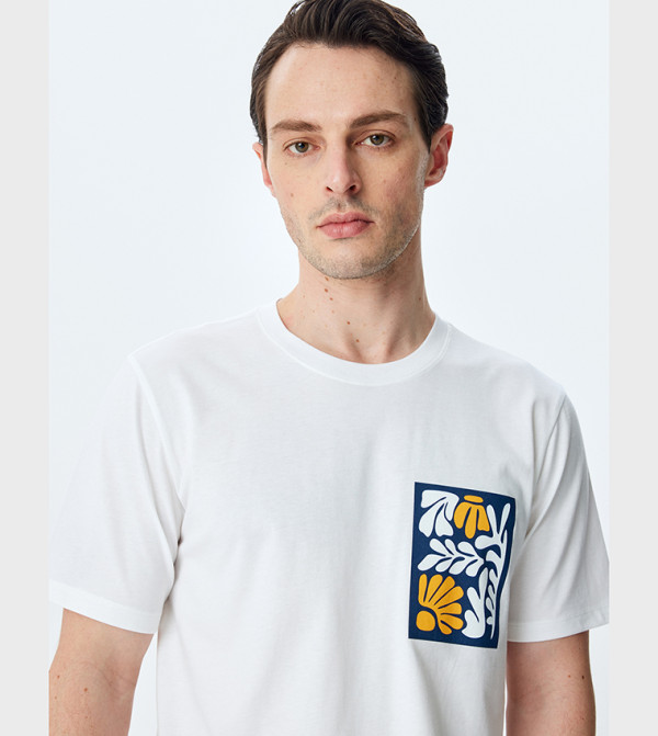 Koton Koton - White Round Neck T-Shirts