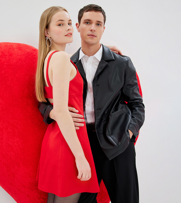 كوتون  warm-hues-w - أحمر  Mini Dresses