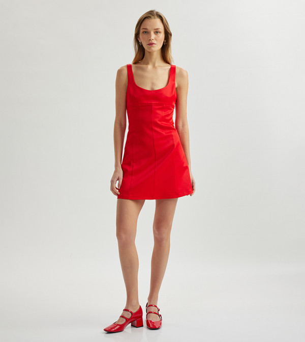 كوتون  warm-hues-w - أحمر  Mini Dresses