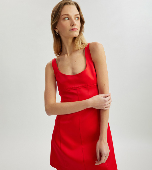 كوتون  warm-hues-w - أحمر  Mini Dresses