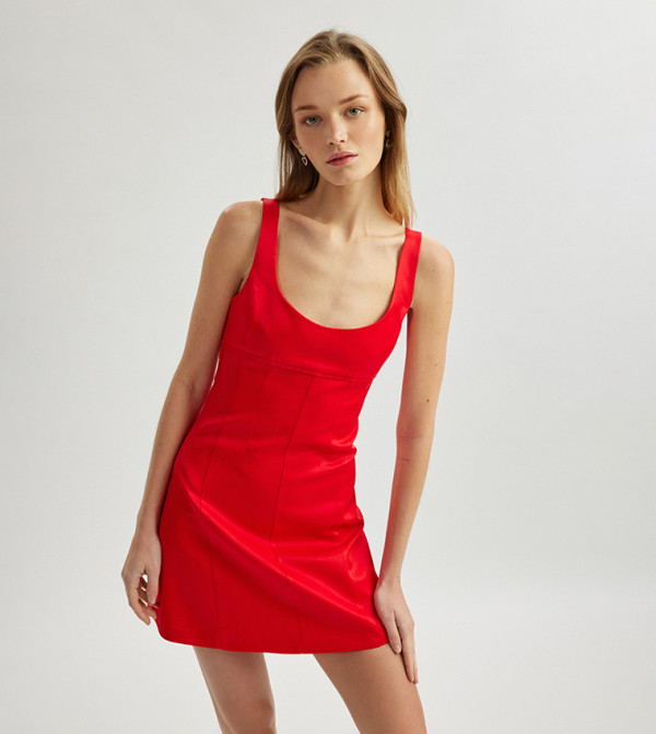 كوتون  warm-hues-w - أحمر  Mini Dresses