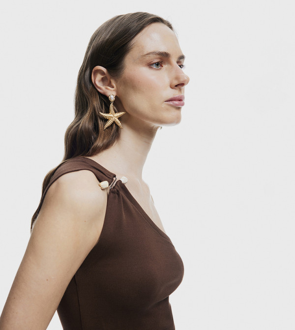 كوتون  - بني  Sleeveless Tops