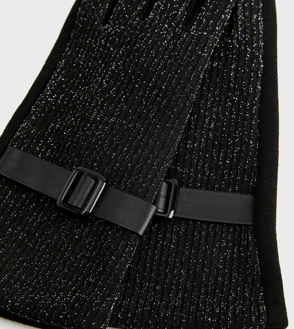 كوتون  قفازات - أسود Knit