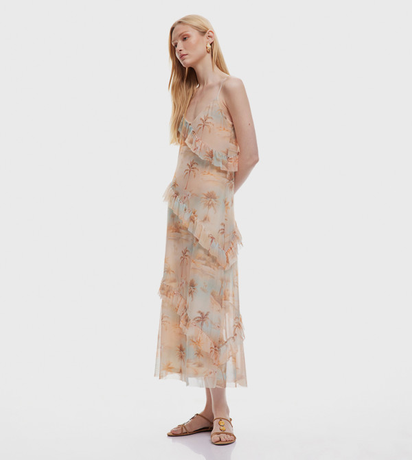 كوتون  floral-dresses-march - برتقالي  Maxi Dresses
