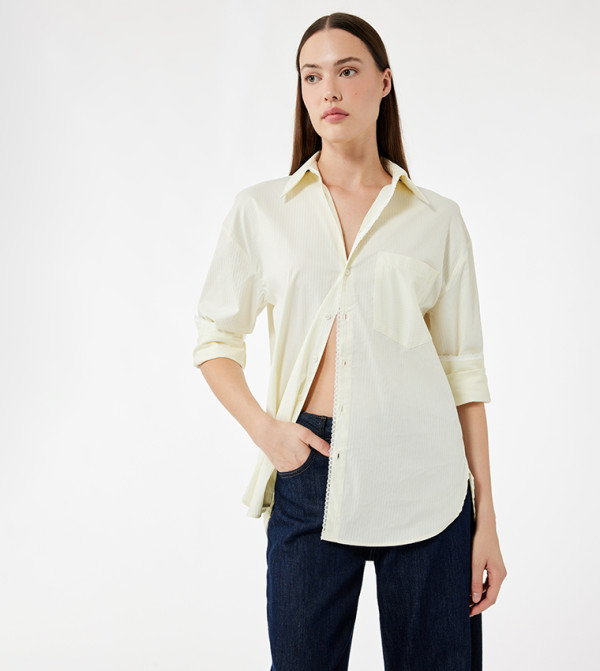 كوتون  ملابس حوامل - أصفر قمصان