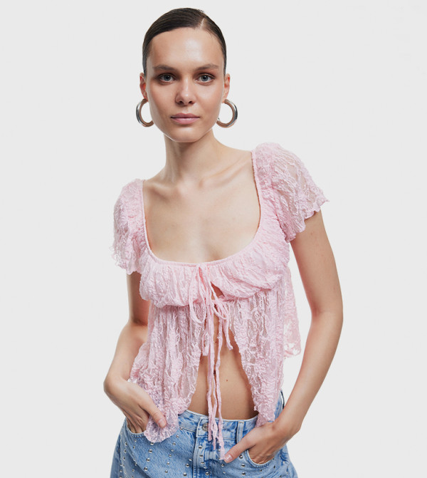 كوتون  romance-lace-edits - وردي Sleeveless Tops