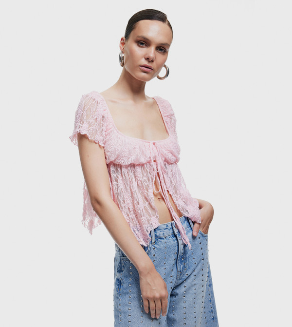 كوتون  romance-lace-edits - وردي Sleeveless Tops