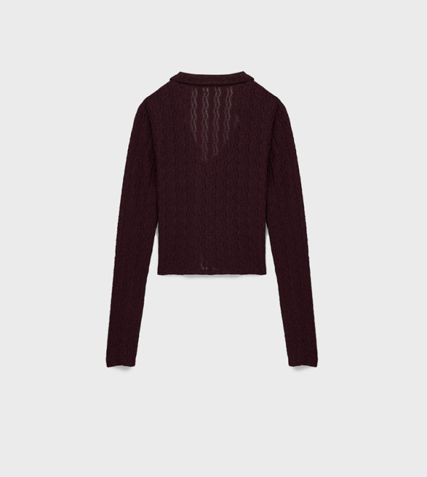 كوتون  romance-lace-edits - بورغندي Cropped Tops