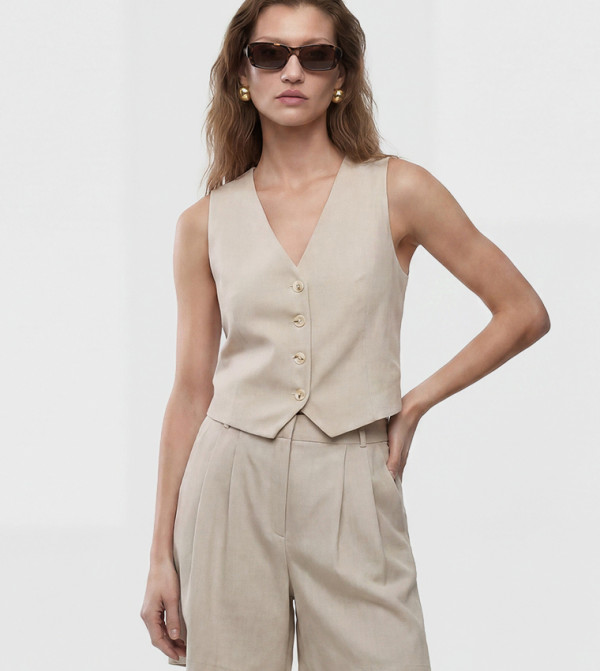 Koton Waistcoats - Beige Waistcoats